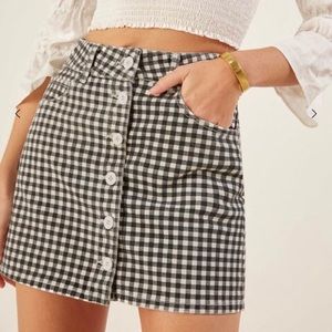✨Reformation Check Mini Skirt